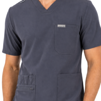 MYNTS V-Neck Pocket Genius - ScrubTop Men MMT003 MoonStone Grey