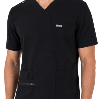 MYNTS V-Neck Pocket Genius - ScrubTop Men MMT003 Black